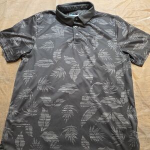 PGA Tour Pro Series Charcoal Palm Leaf Pattern Polo